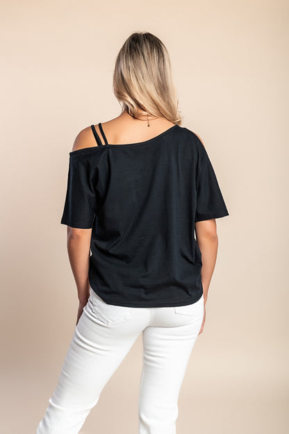 T-shirt in cotone ampia, nera