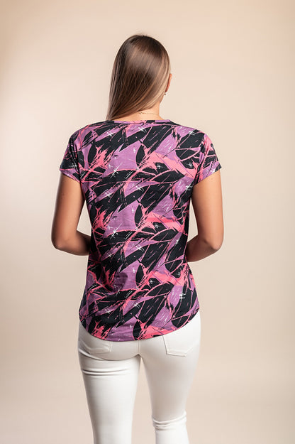 T-shirt in cotone con stampa, viola