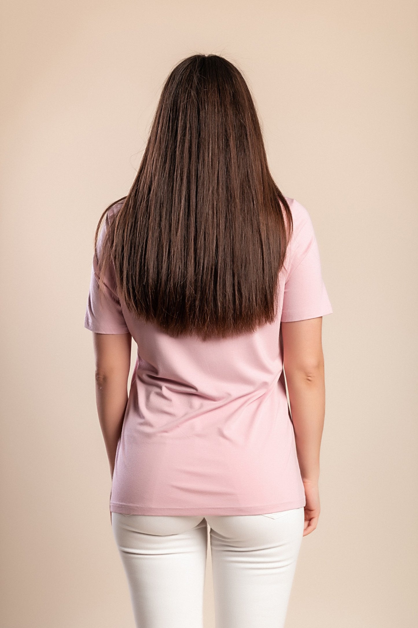 Maglietta stampata taglie forti, rosa