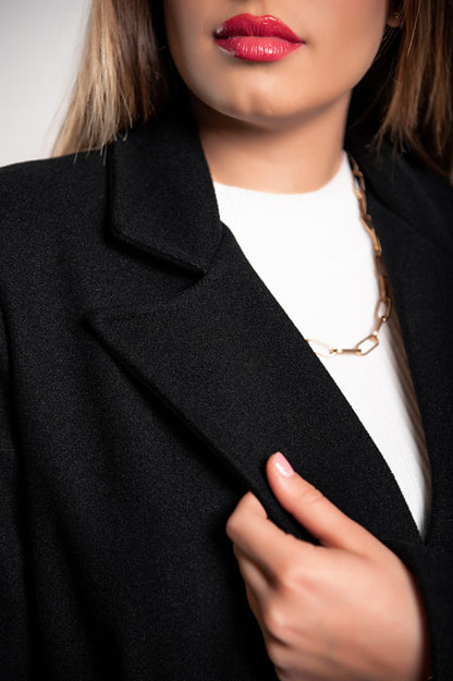 Elegante cappotto lungo con bottoni, color cammello
