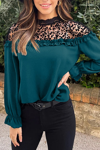 Blusa elegante con volant, nera