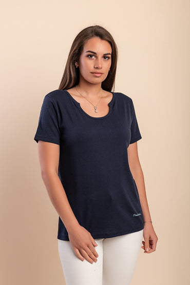 T-shirt in cotone, blu scuro