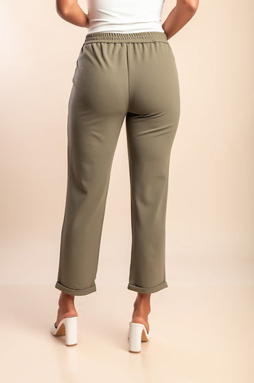 Pantaloni eleganti taglie forti, verde oliva