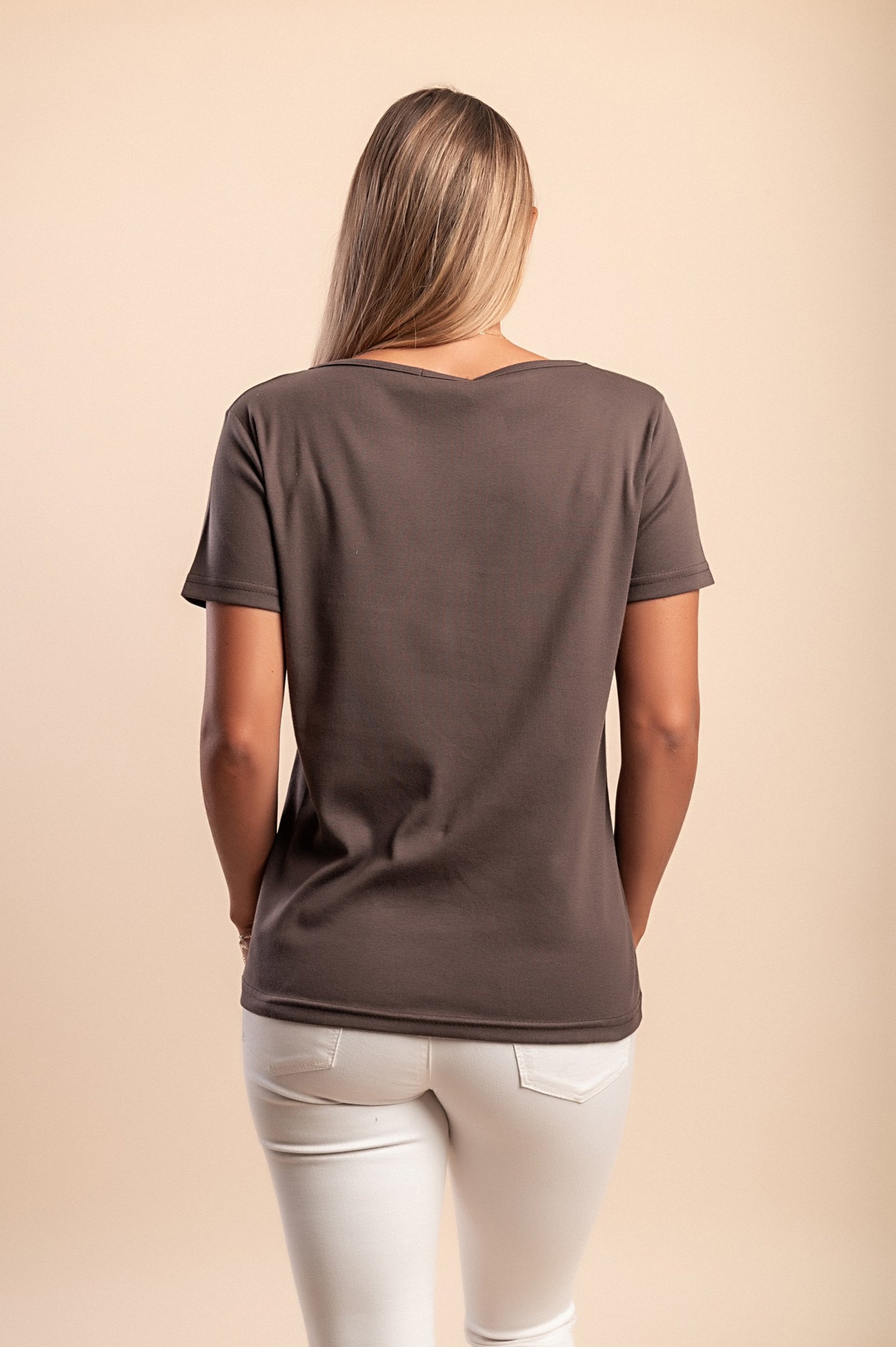 T-shirt in cotone con scollo tondo, gialla