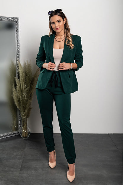 Completo di pantaloni e blazer elegante senza lettere Estrena, nero-nero