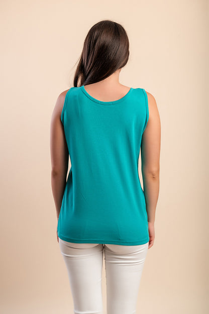 Camicia senza maniche in cotone, beige