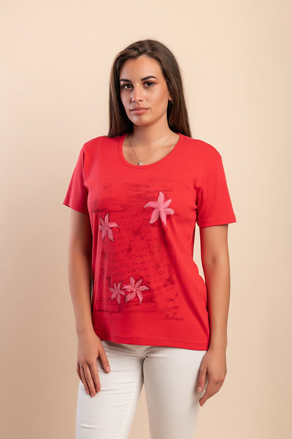 T-shirt in cotone con stampa, rossa