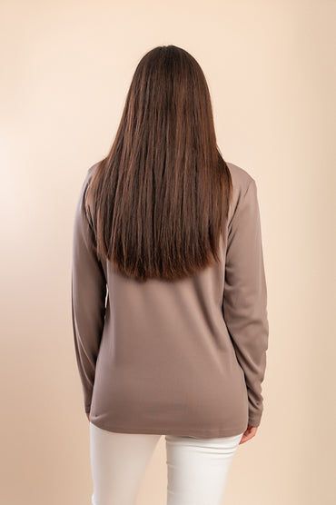 T-shirt a maniche lunghe con stampa, beige