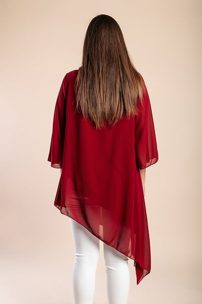 Elegante tunica in tessuto semitrasparente con fiocco decorativo  Ginette, verde scuro