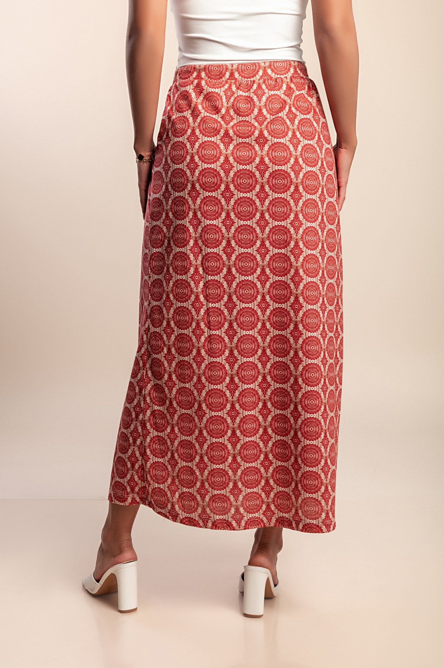 Gonna stampata taglie forti, rossa