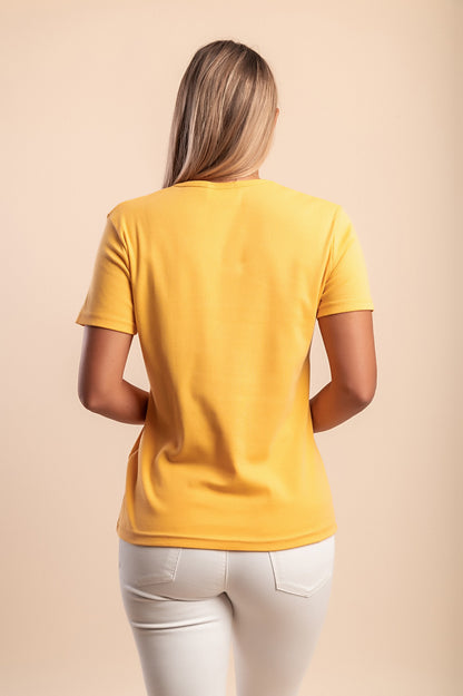 T-shirt in cotone con scollo rotondo, fucsia