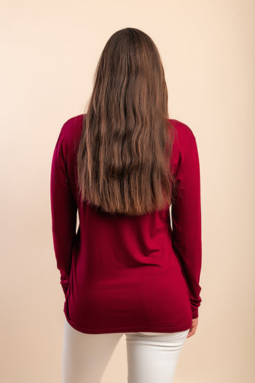 Maglia in cotone a maniche lunghe, bordeaux