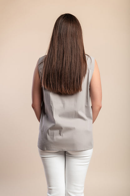 Maglietta senza maniche taglie forti, grigia