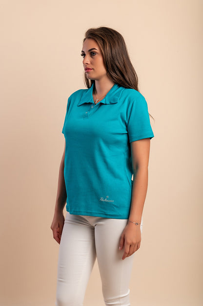 T-shirt in cotone con colletto, viola