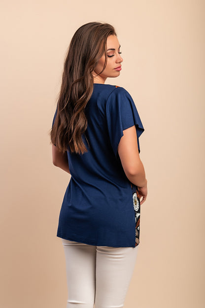 T-shirt stampata, blu scuro