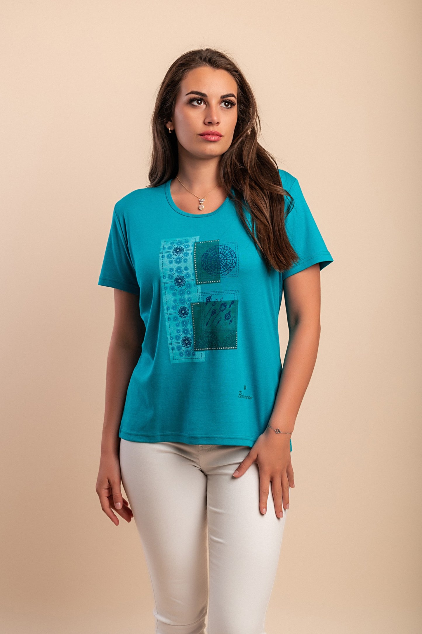 T-shirt in cotone con stampa, rosa