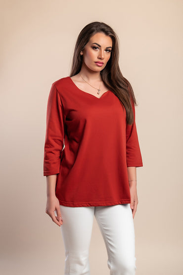 Camicia a maniche 3/4 taglie forti, bordeaux