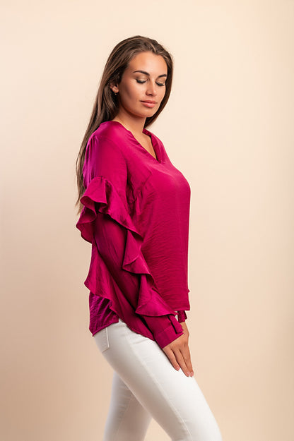 Blusa elegante con volant, viola