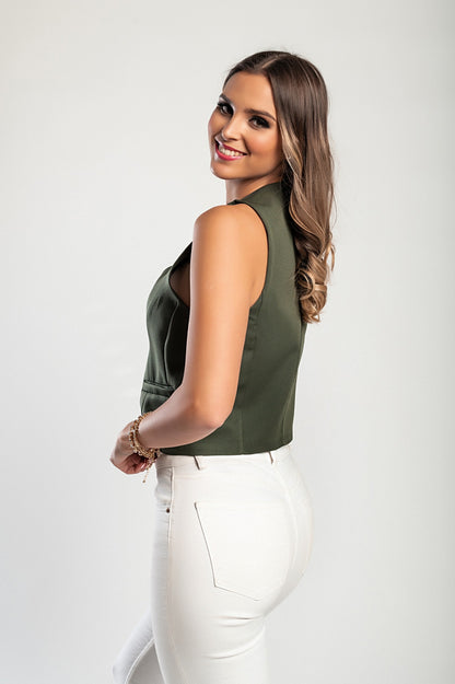 Gilet elegante con bottoni, marrone