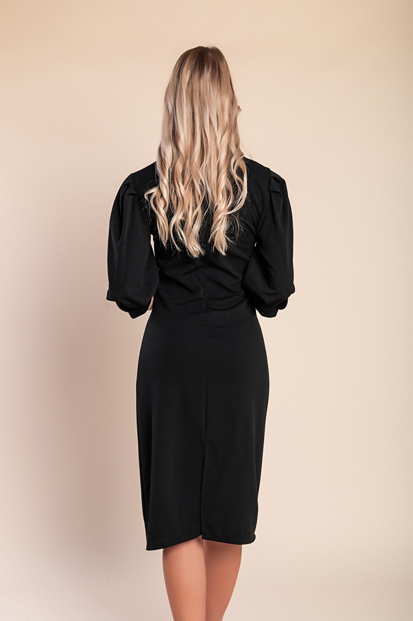 Abito midi con maniche a 3/4, beige