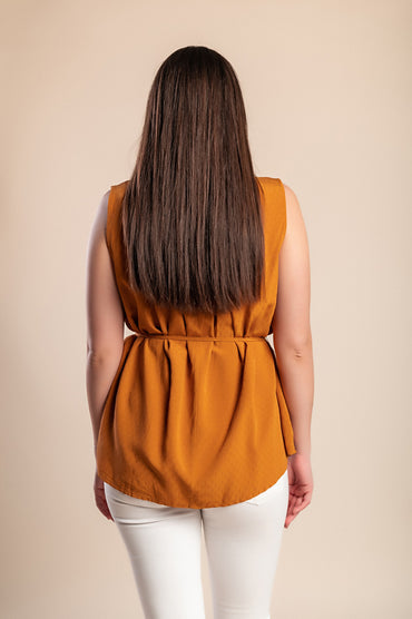 Camicetta senza maniche, cammello