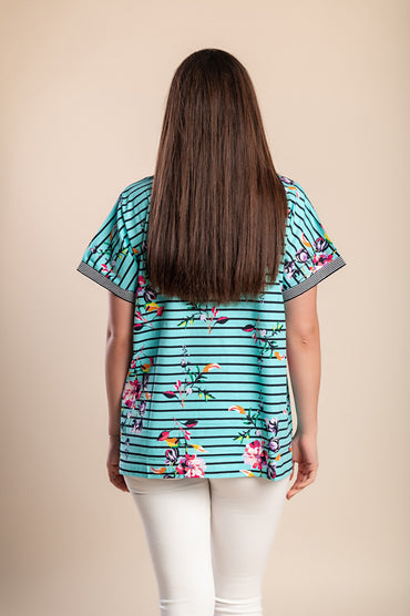 T-shirt con stampa a righe taglie forti, menta