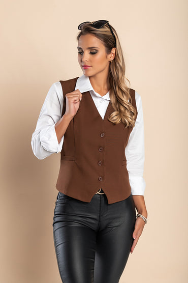 Gilet elegante con bottoni 8931, marrone