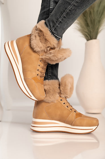 Sneakers in ecopelle e tessuto Teula, beige