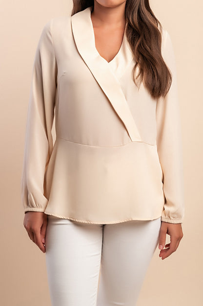 Blusa a maniche lunghe, beige
