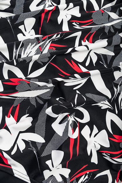 Costume da bagno taglie forti con stampa floreale, nero
