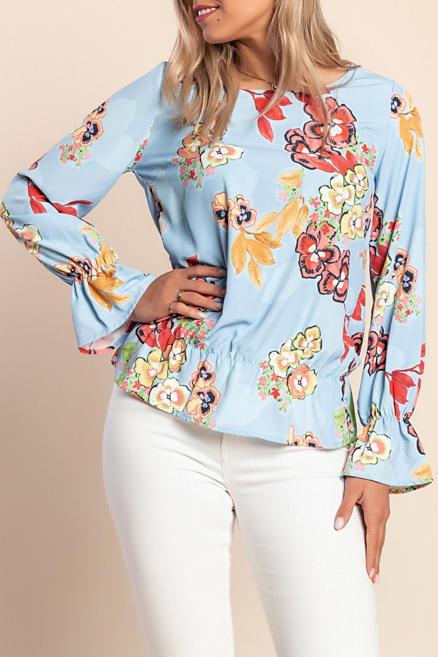 Camicetta a maniche lunghe, azzurra