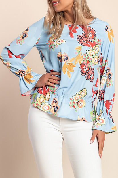 Camicetta a maniche lunghe, azzurra