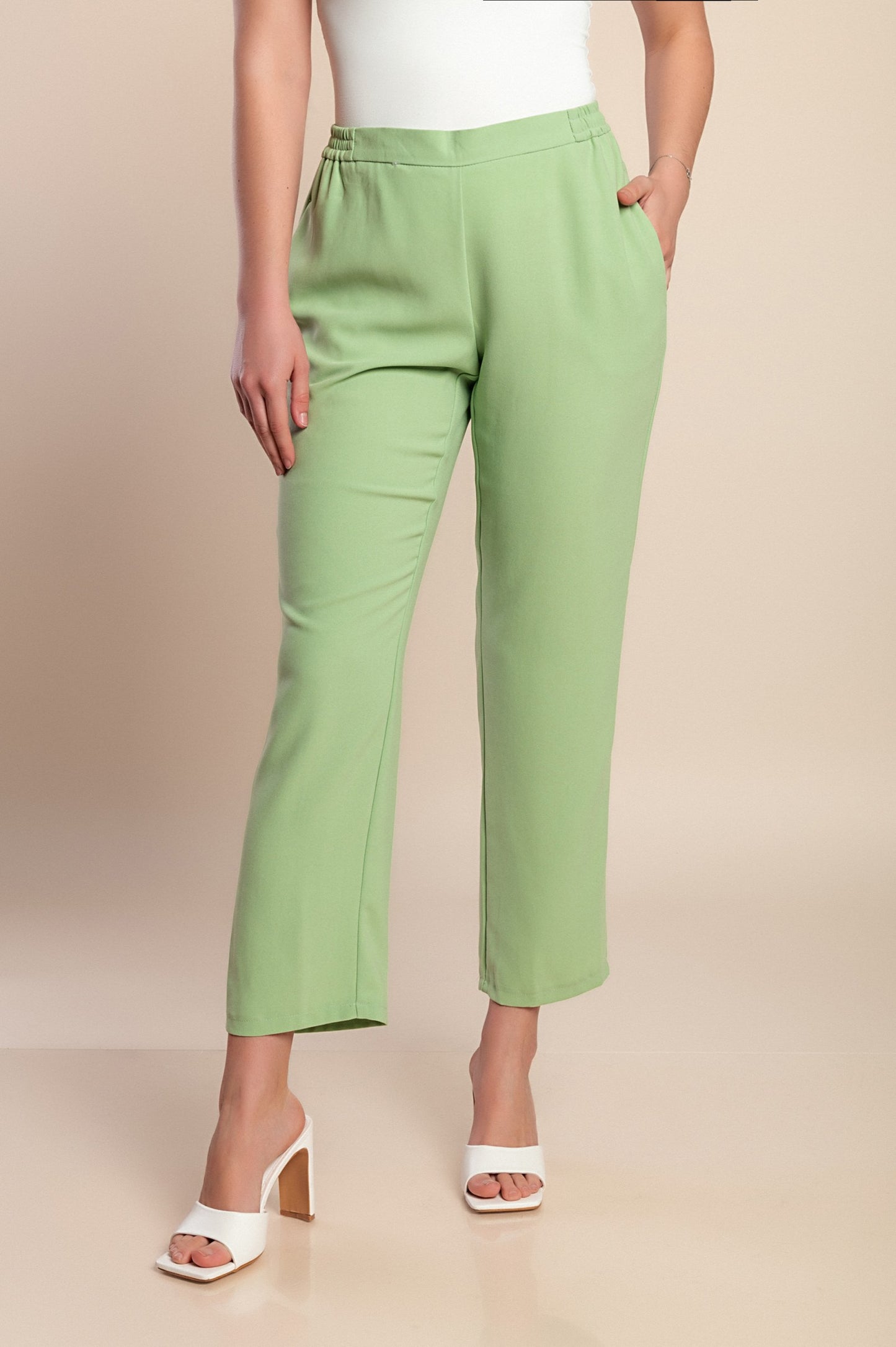Pantaloni taglie forti 7/8, verde chiaro