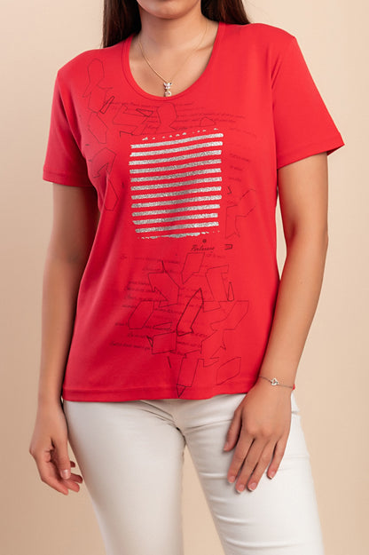 T-shirt in cotone con stampa, turchese