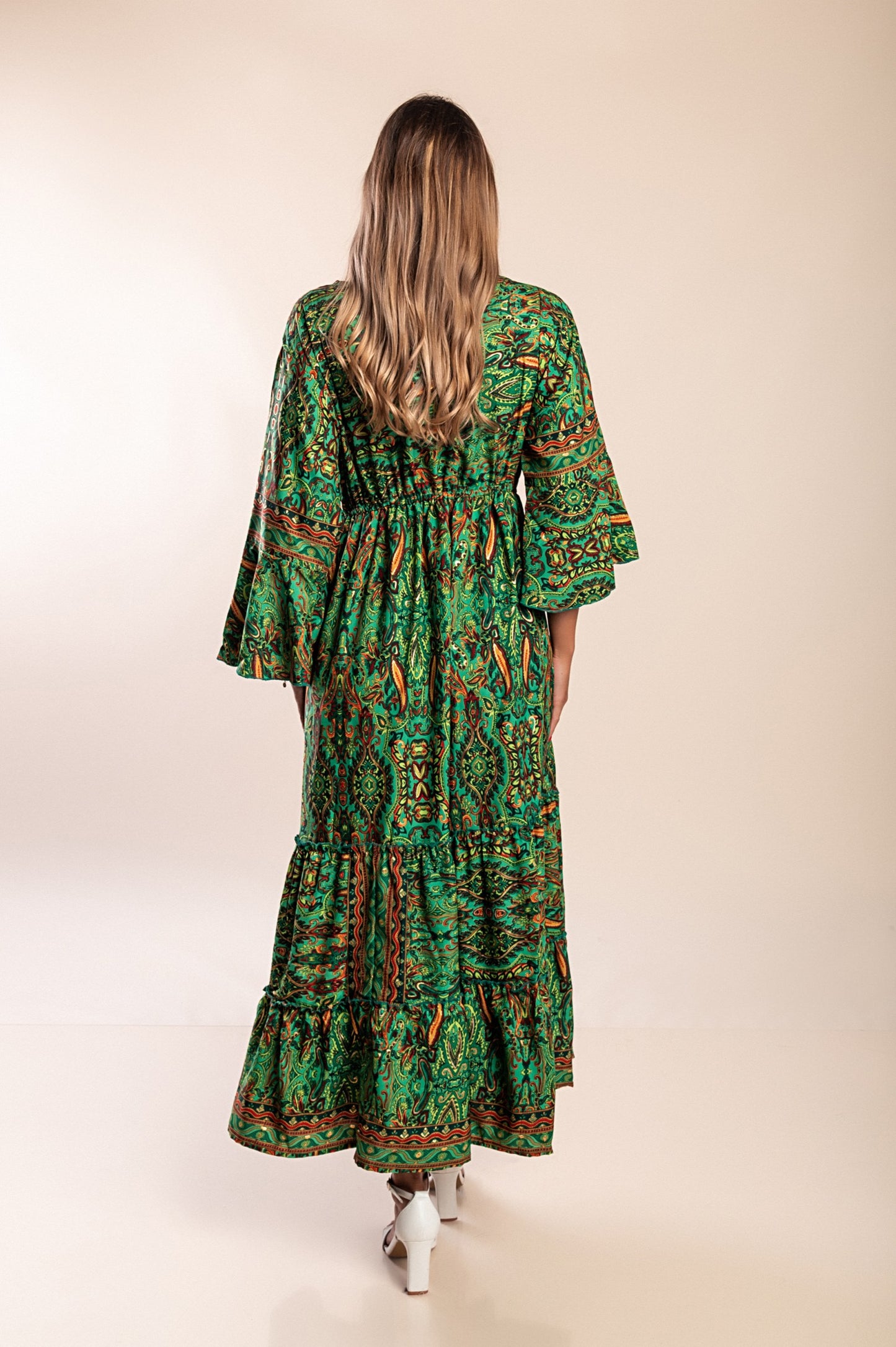 Abito maxi con stampa, blu