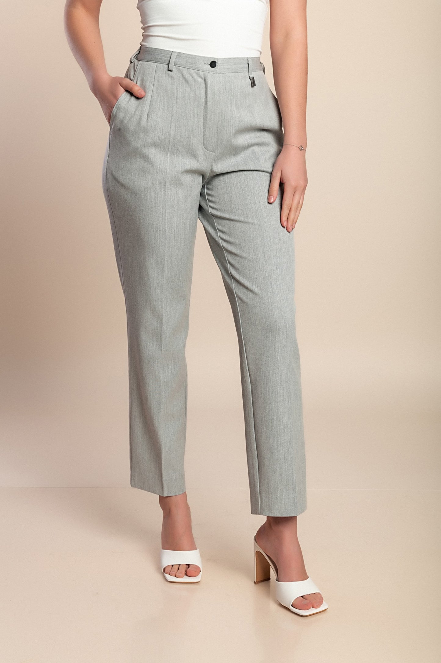 Pantaloni lunghi eleganti taglie forti, grigi