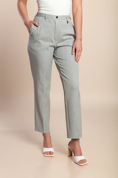 Pantaloni lunghi eleganti taglie forti, grigi