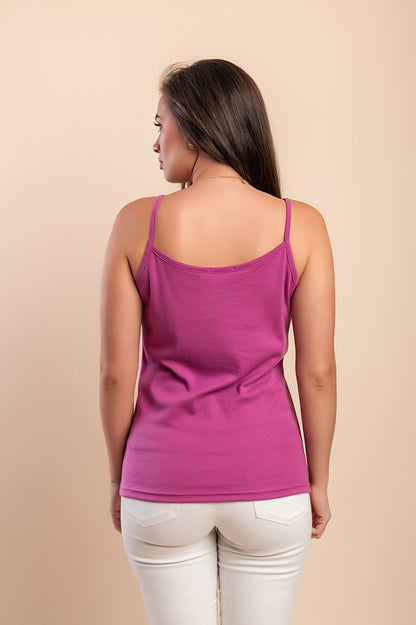 Top in cotone con spalline sottili, beige