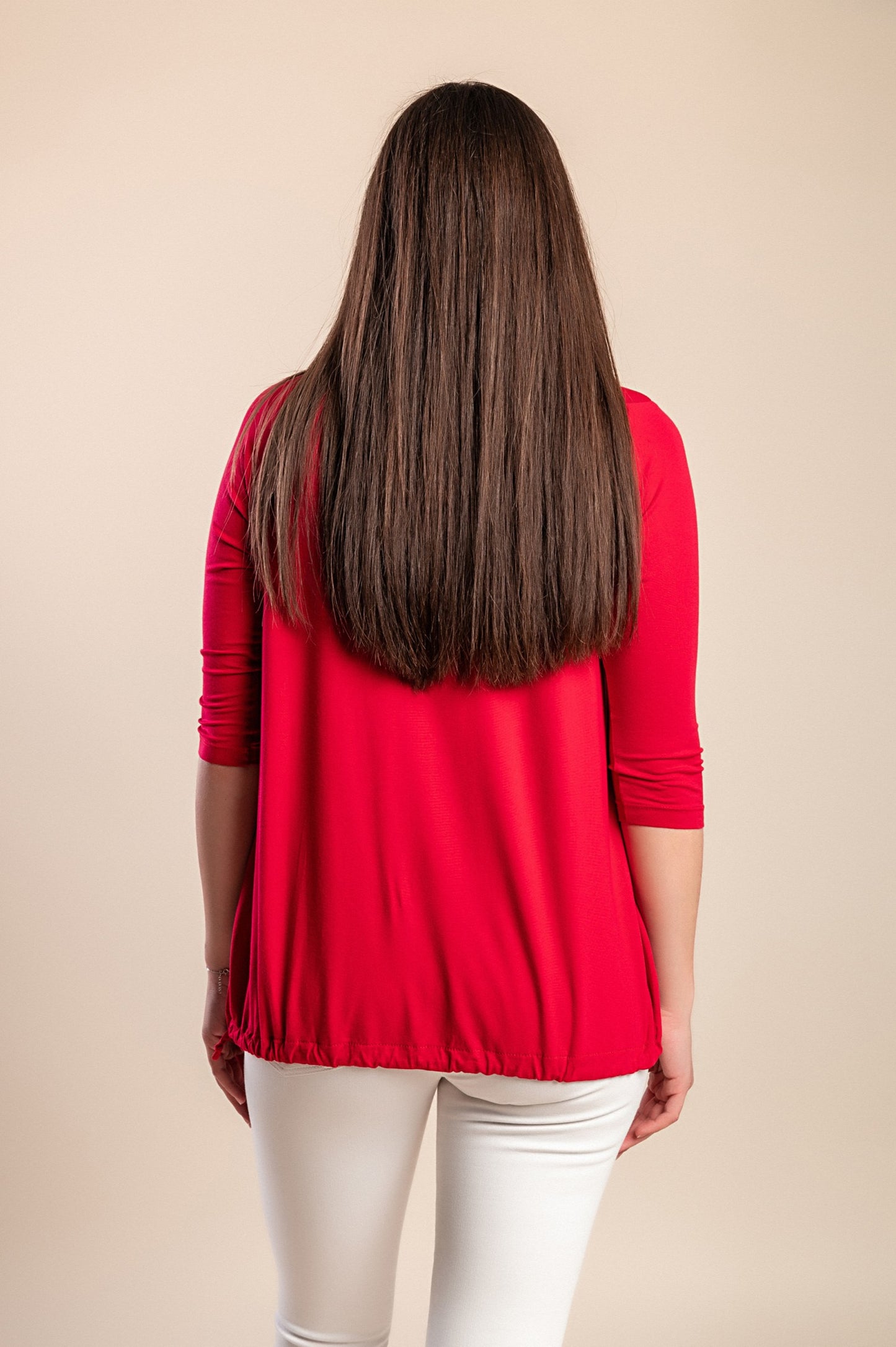 Top con maniche 3/4 stampato in taglie forti, nero