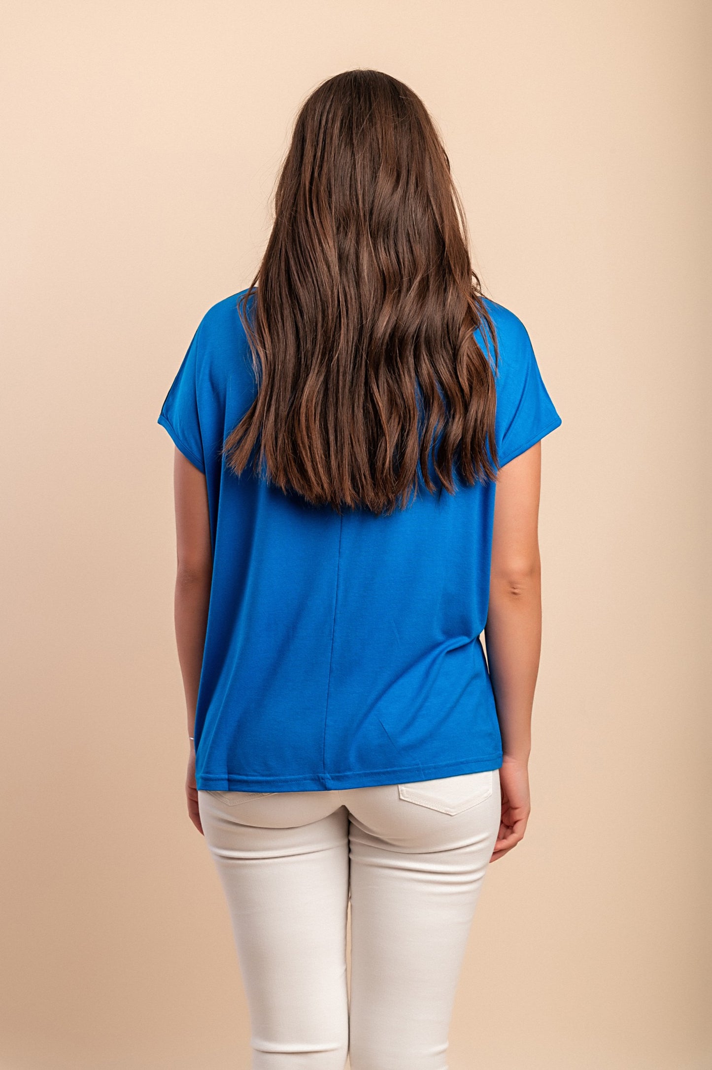 T-shirt girocollo, blu reale
