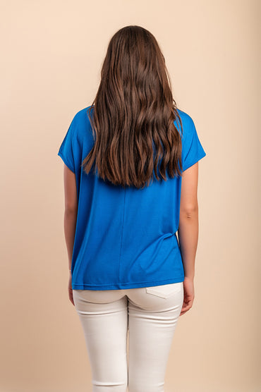 T-shirt girocollo, blu reale