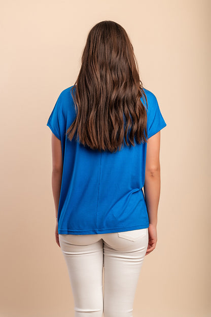 T-shirt girocollo, blu reale