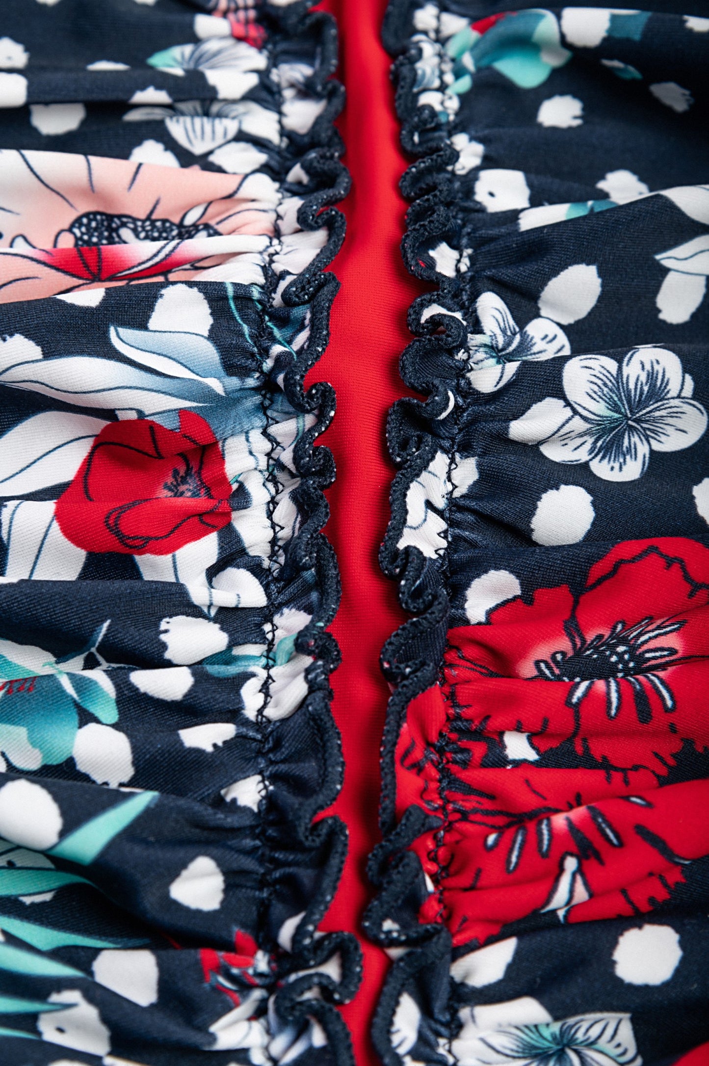 Costume intero taglie forti con stampa, blu scuro