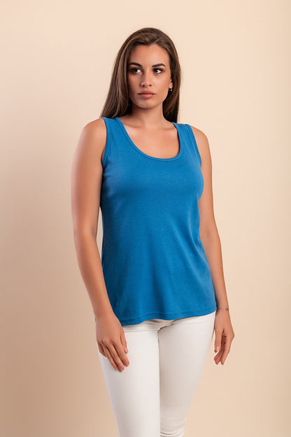 Top senza maniche in cotone, beige