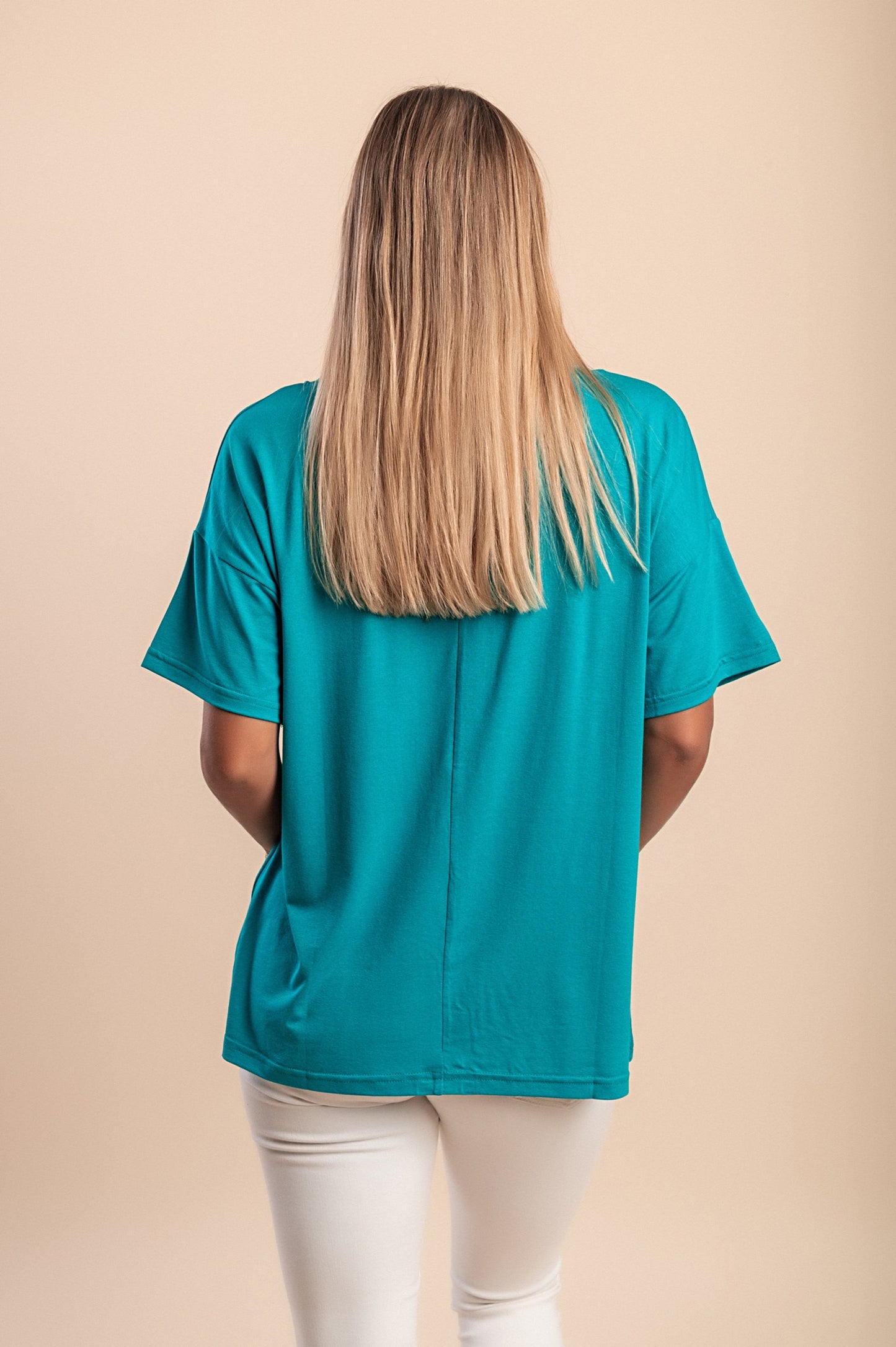 T-shirt con rivetti decorativi, blu reale