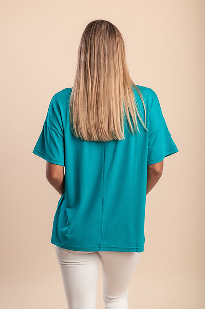 T-shirt con rivetti decorativi, blu reale