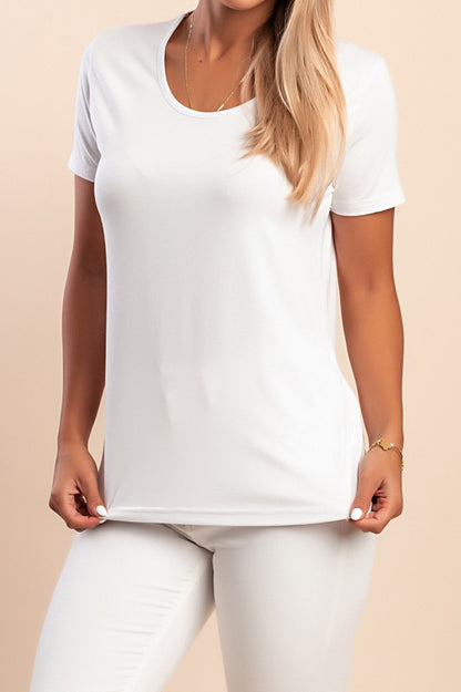 T-shirt in viscosa, beige