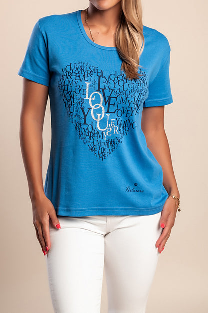 T-shirt in cotone con stampa, blu