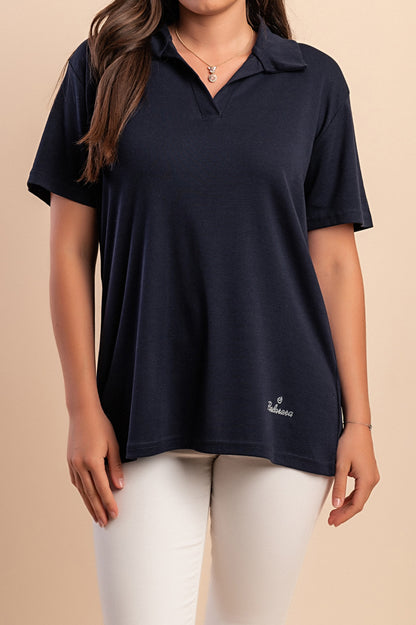 Camicia in cotone taglie forti con colletto, menta