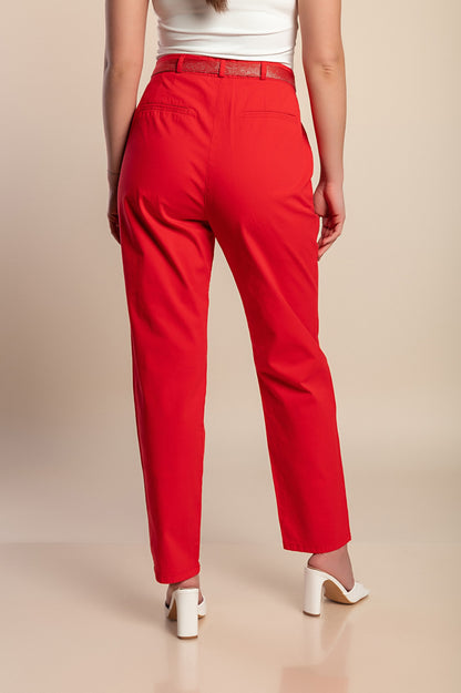 Pantaloni di cotone taglie forti, rossi